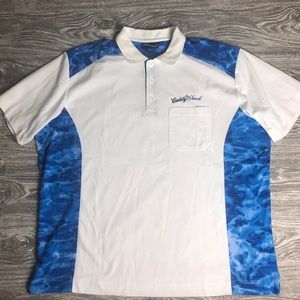 (VTG) Mens XXL AQUAWEAR CADDYSHACK White/Blue Polo